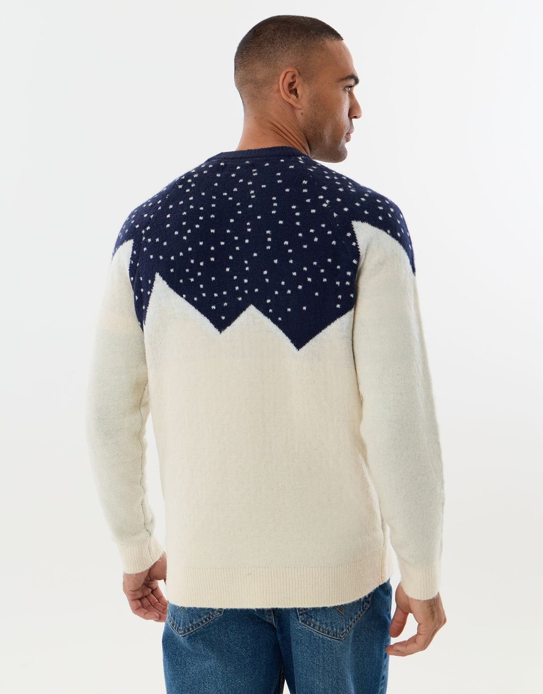 Winter Scene Knitted Christmas Jumper in Beige