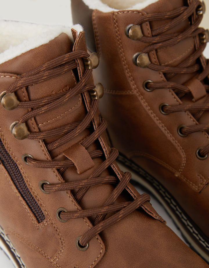 Brown Sherpa Lined Worker Boots
