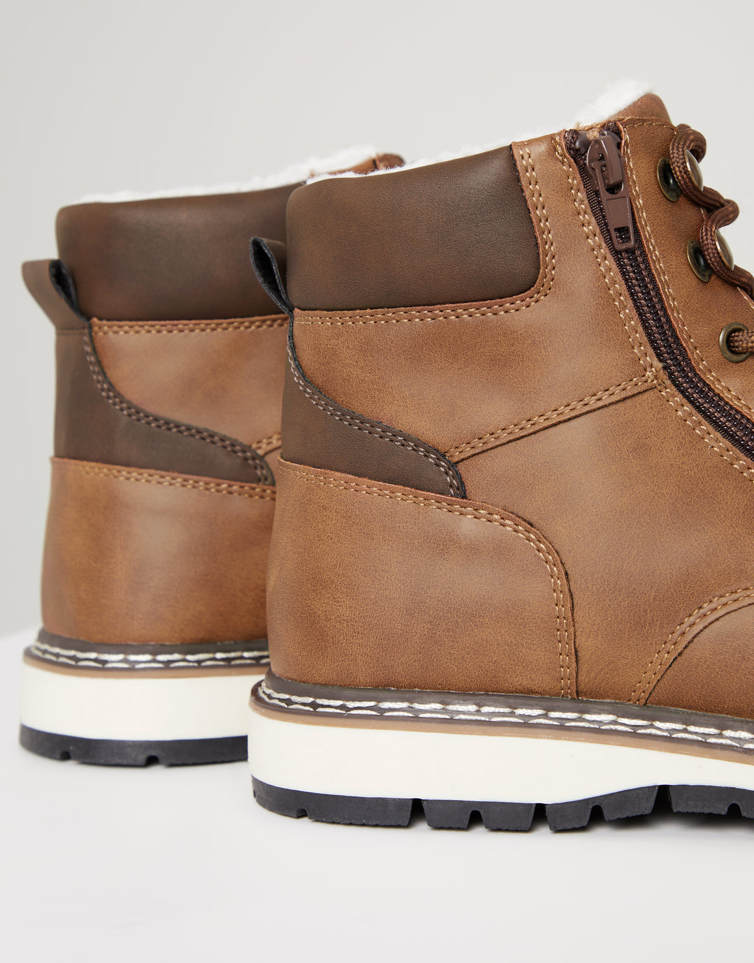Brown Sherpa Lined Worker Boots