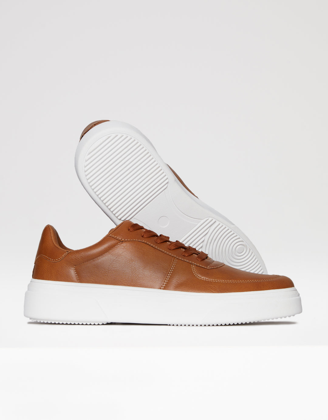 Tan Brown Retro Raised Sole Casual Trainers