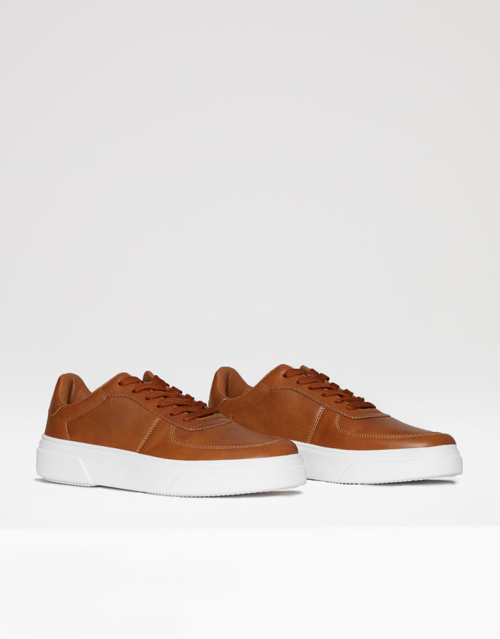 Tan Brown Retro Raised Sole Casual Trainers