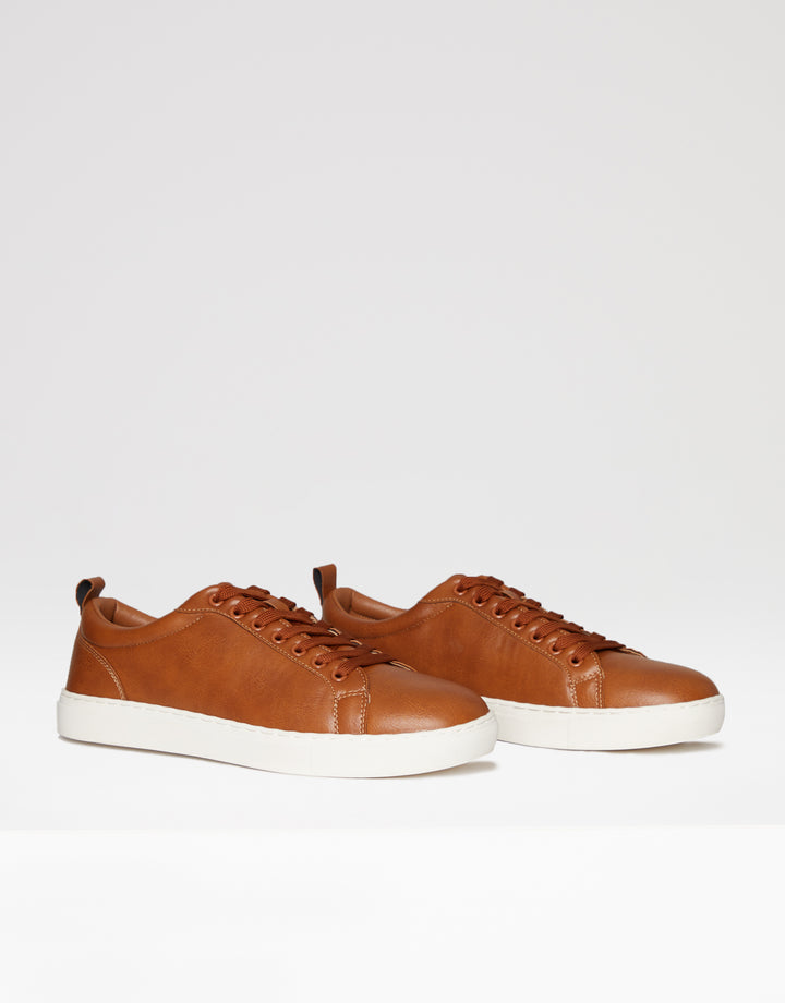 Tan Brown Smart Casual Court Trainers