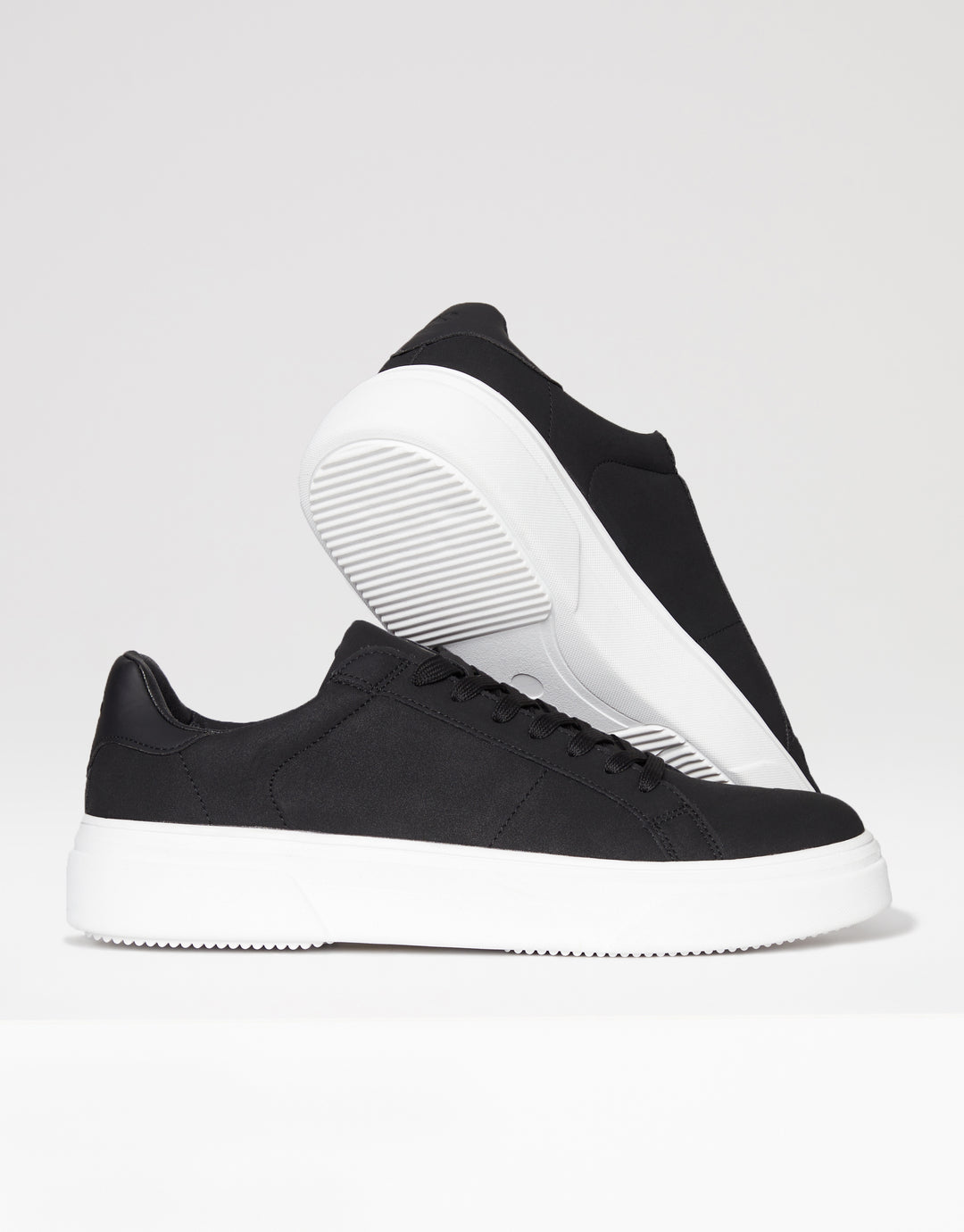 Black Raised Sole Court Trainers