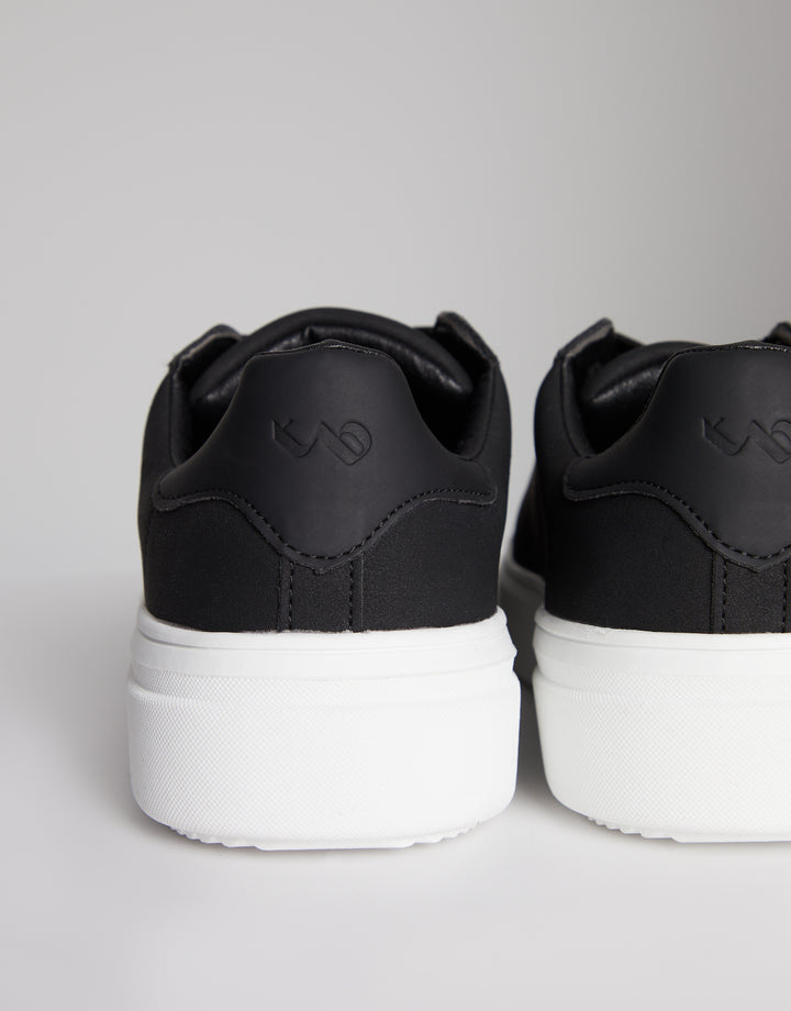 Black Raised Sole Court Trainers