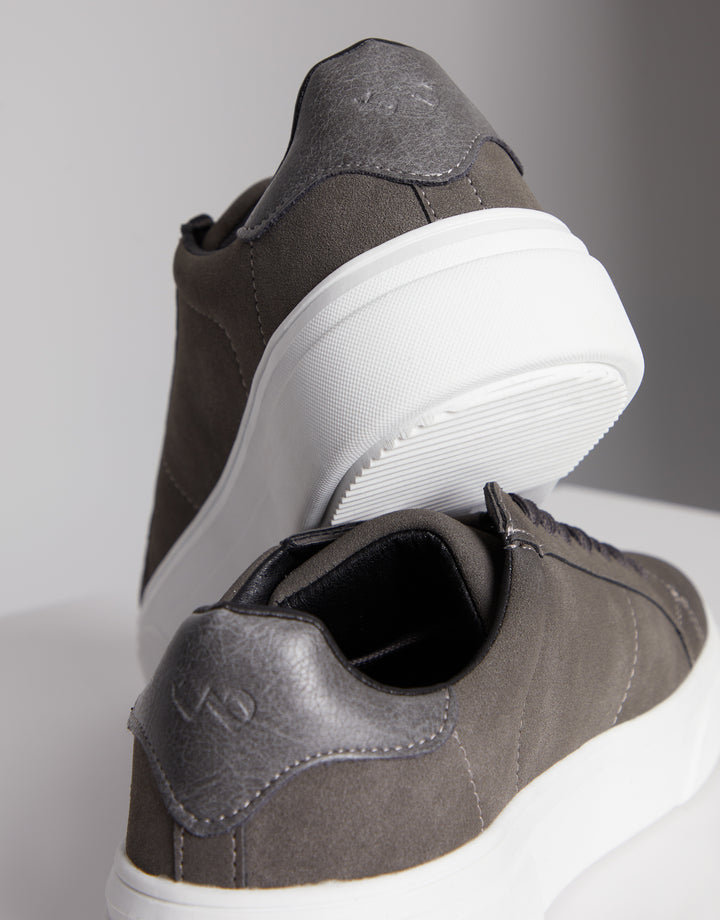 Charcoal Grey Raised Sole Court Trainers