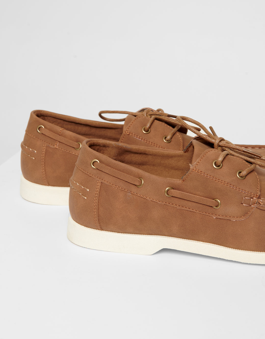 Tan Brown Faux Suede Boat Shoes