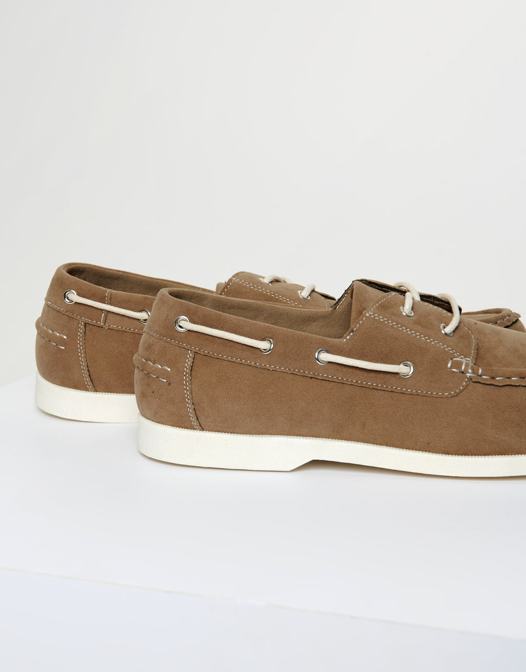 Stone Faux Suede Boat Shoes
