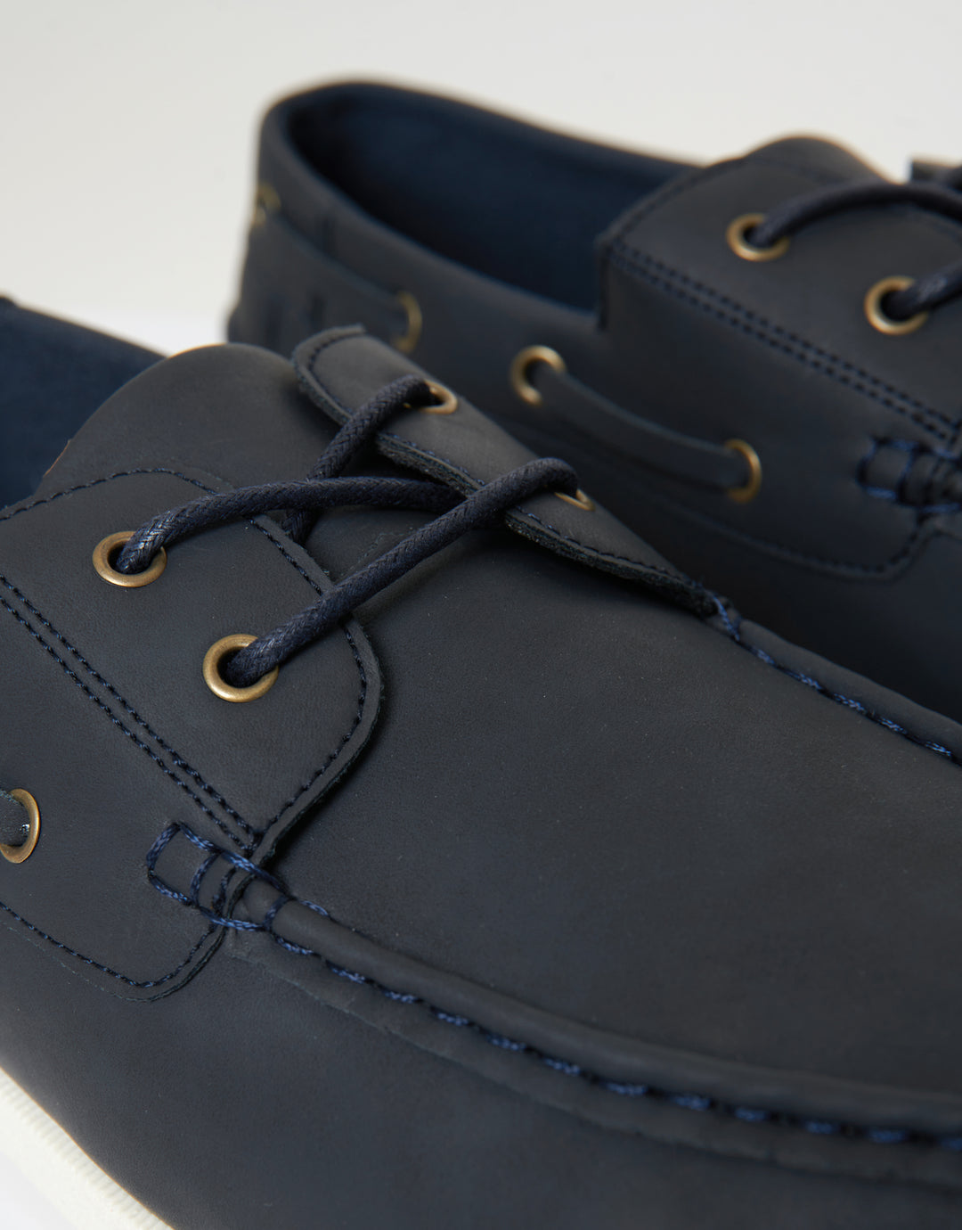 Faux Suede Boat Shoes in Navy