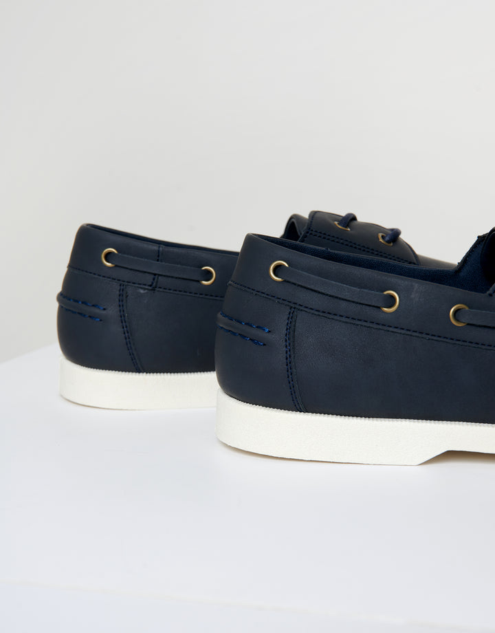 Faux Suede Boat Shoes in Navy