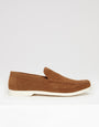 Tan Brown Faux Suede Slip On Loafers
