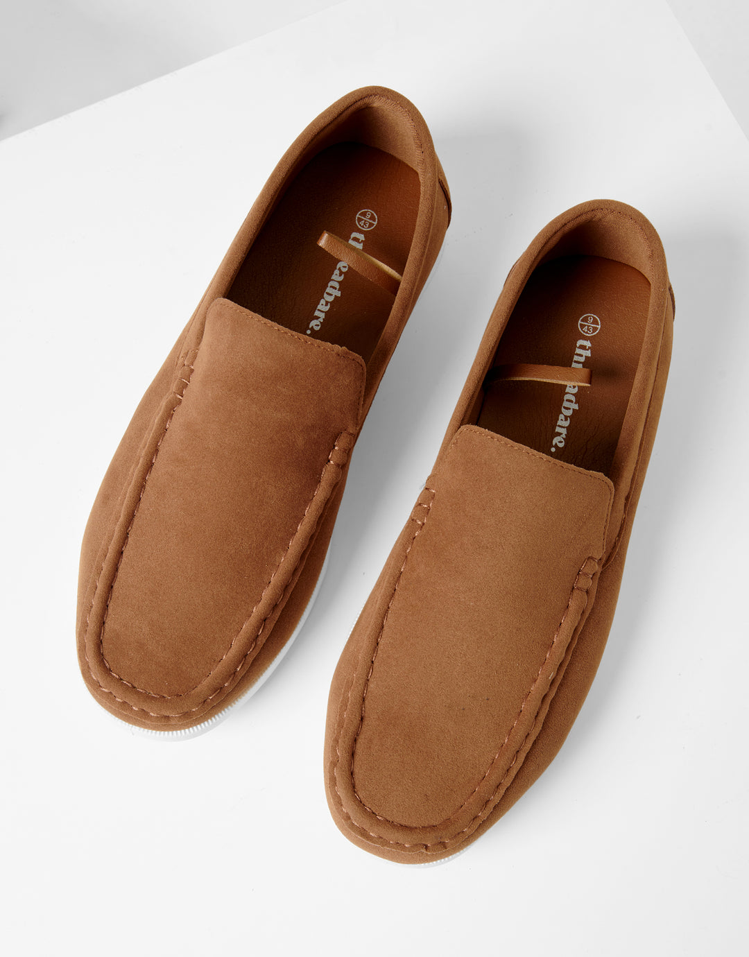 Tan Brown Faux Suede Slip On Loafers