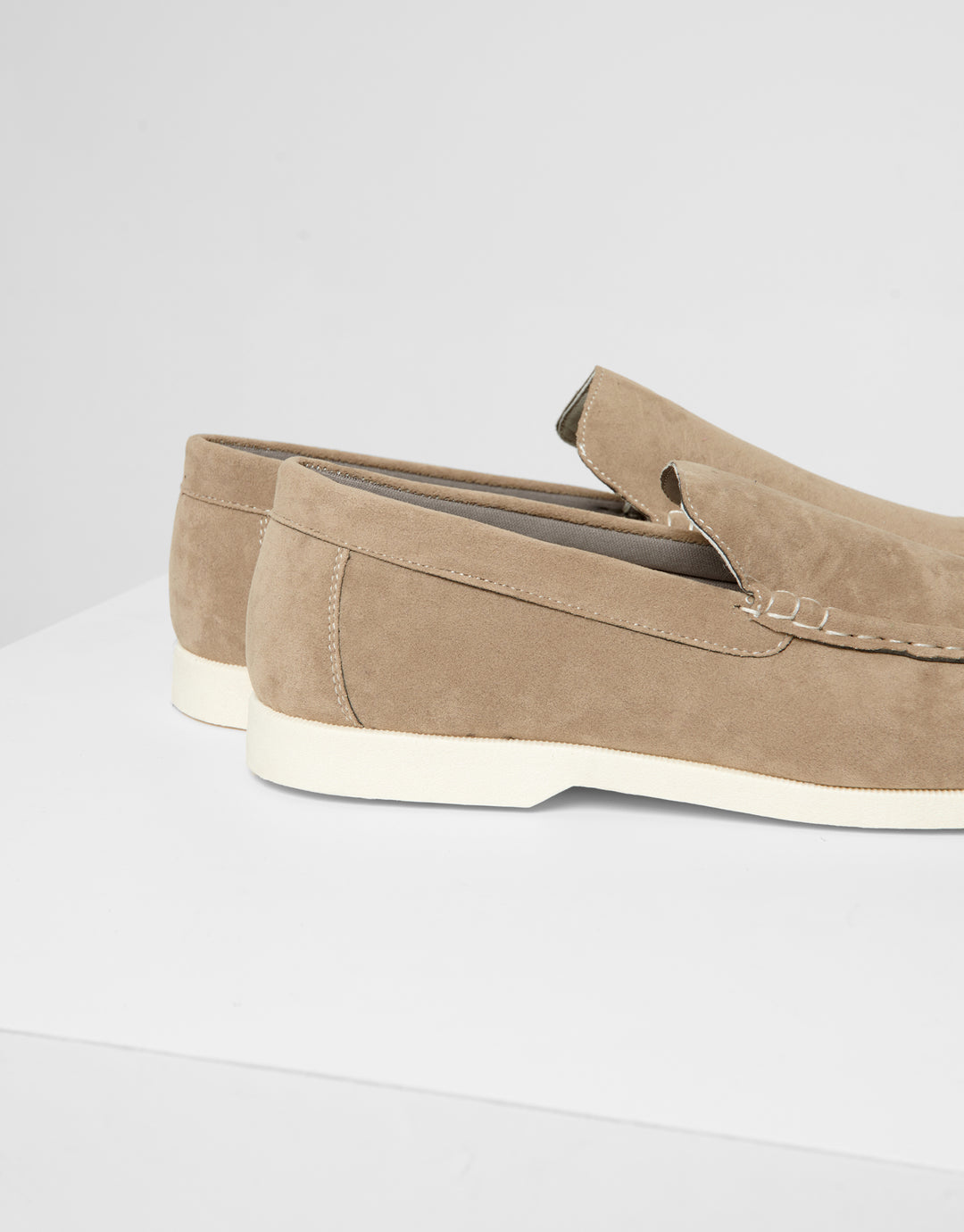 Stone Faux Suede Slip On Loafers