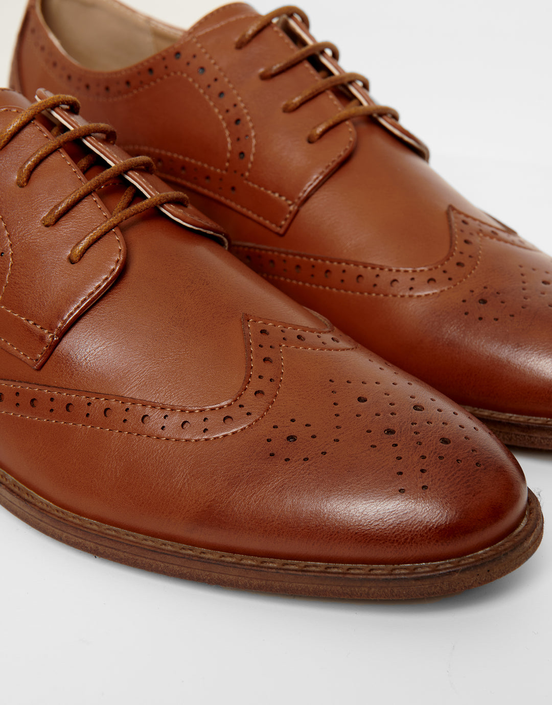 Tan Brown Faux Leather Brogues