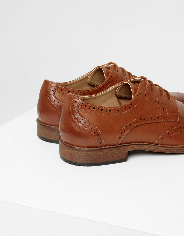 Tan Brown Faux Leather Brogues