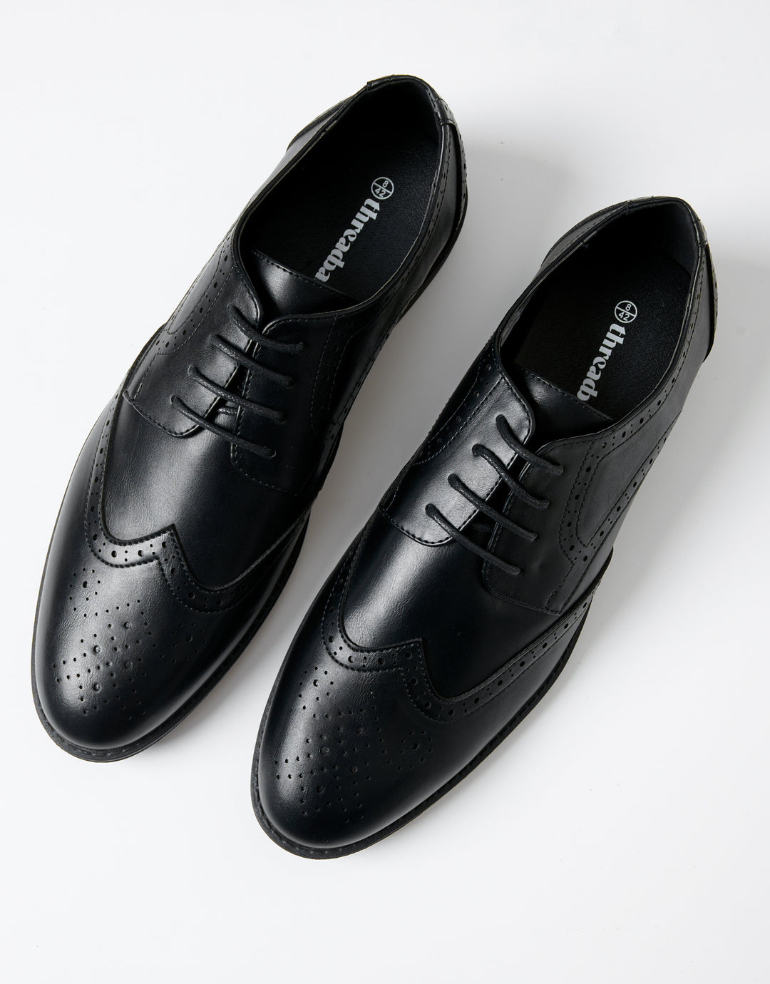 Black Faux Leather Brogues