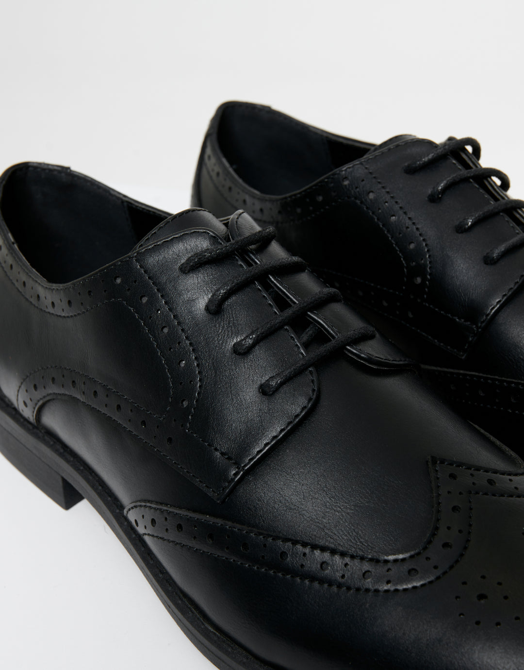 Black Faux Leather Brogues