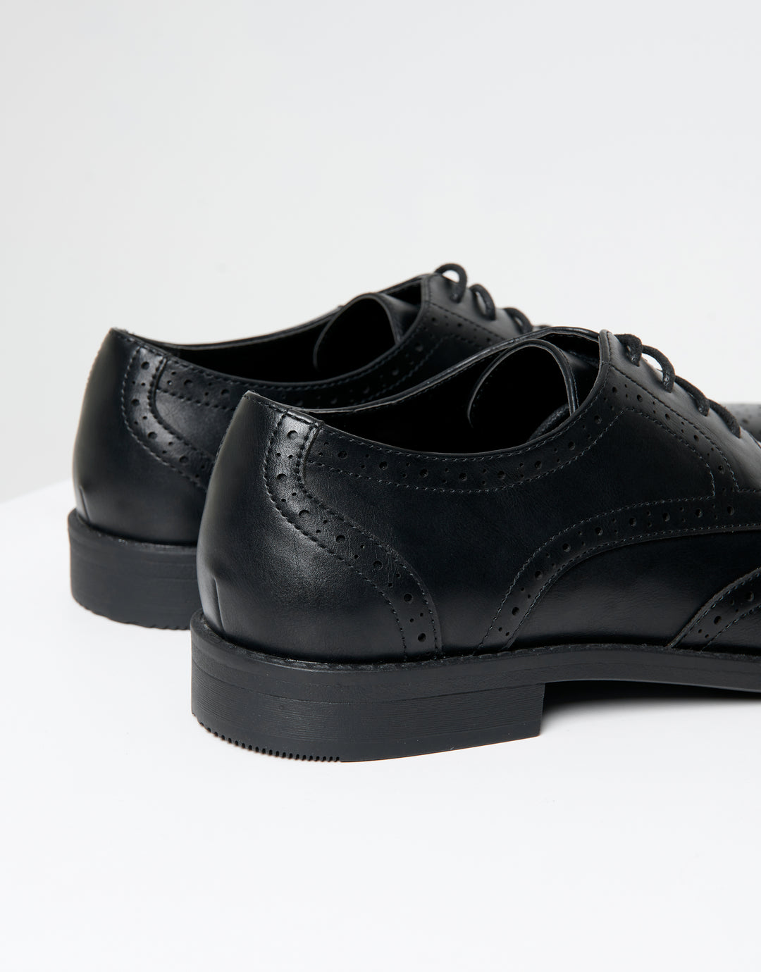 Black Faux Leather Brogues