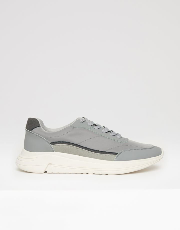 Threadbare Men's Grey Retro Panelled Court Trainers