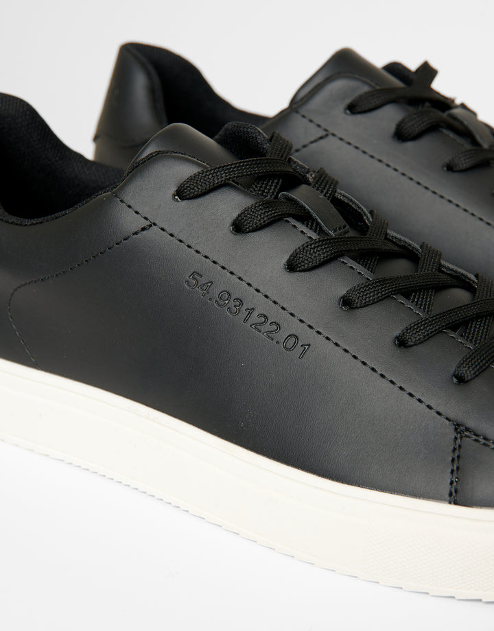 Black PU Court Trainers