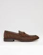 Brown Faux Suede Snaffle Loafers