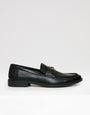 Black Faux Leather Snaffle Loafers