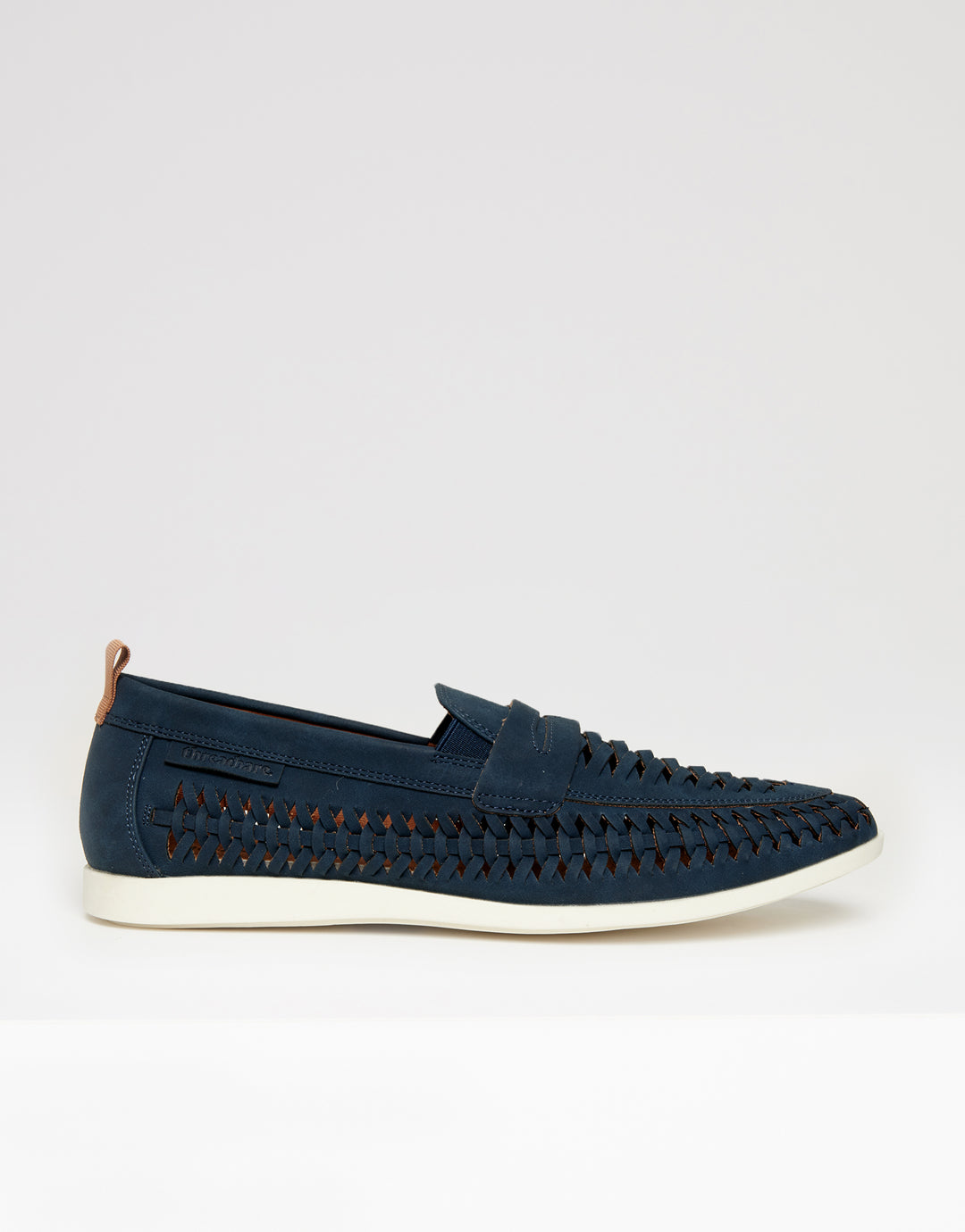 Navy Faux Suede Woven Loafers
