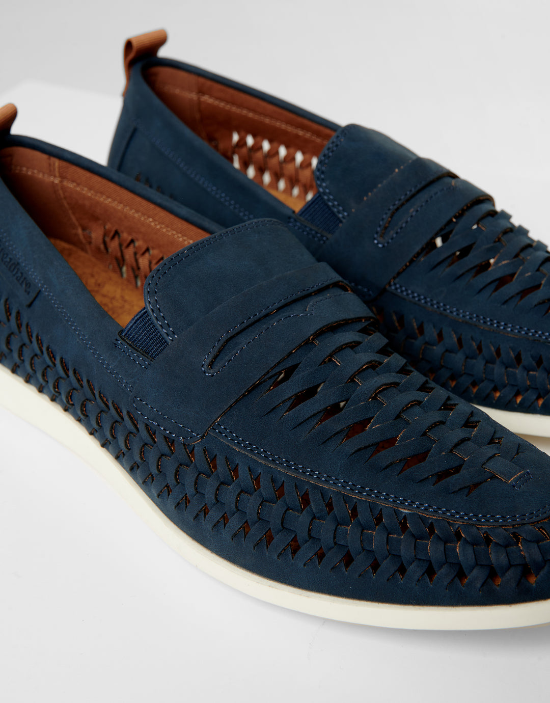 Navy Faux Suede Woven Loafers