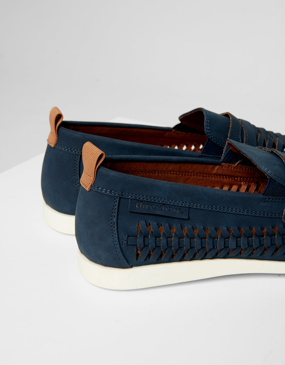 Navy Faux Suede Woven Loafers