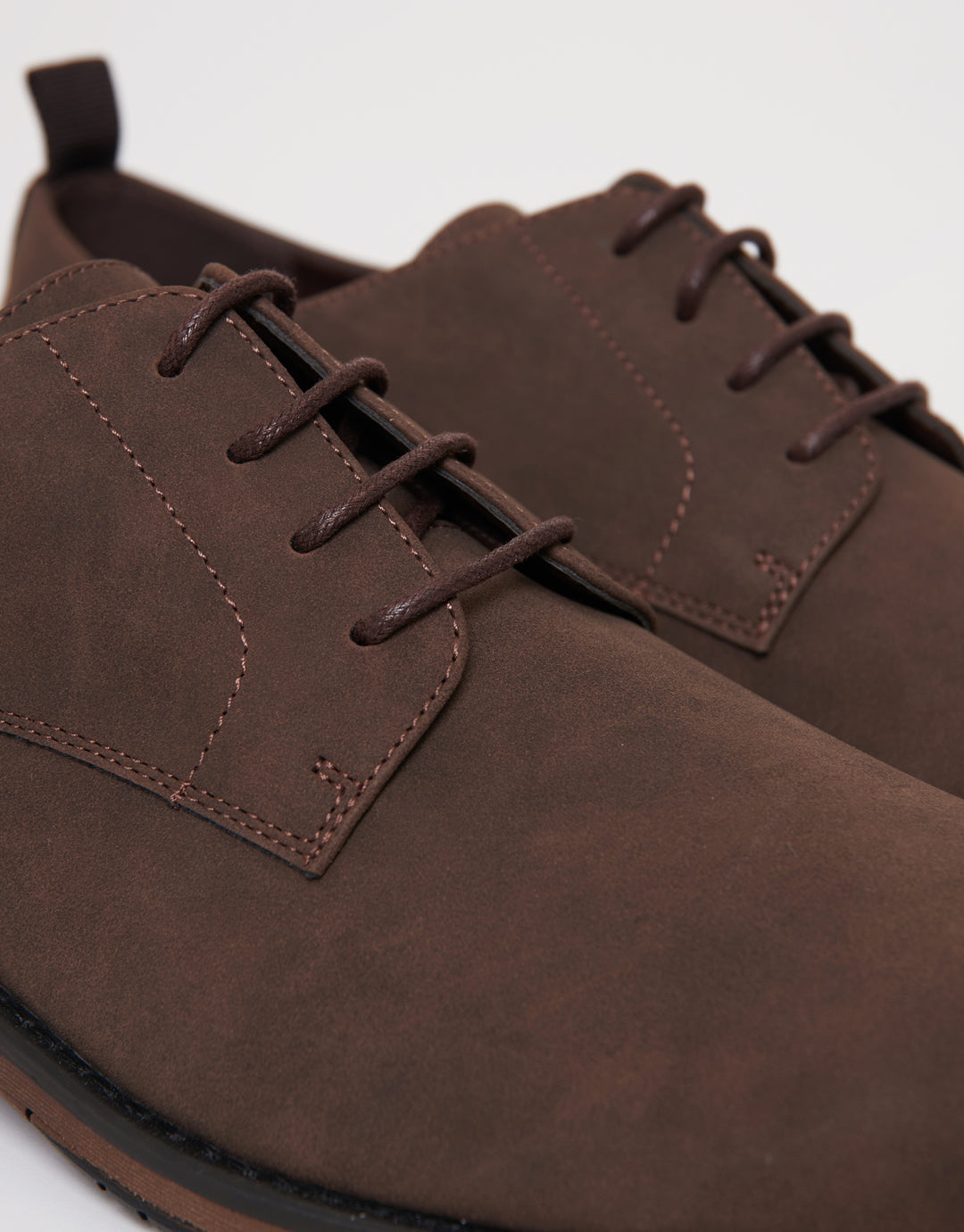 Brown Faux Suede Derby Shoes