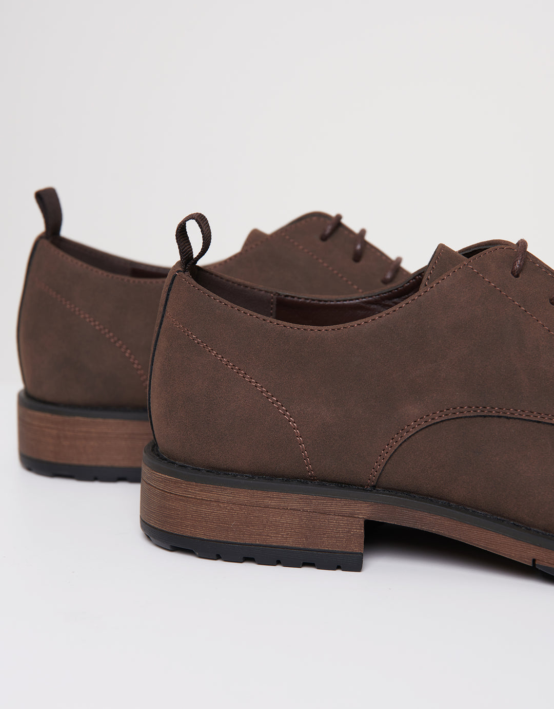 Brown Faux Suede Derby Shoes