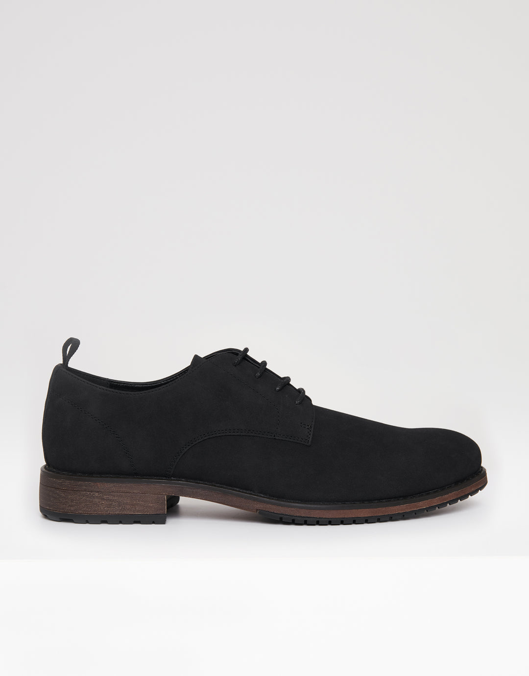 Black Faux Suede Derby Shoes