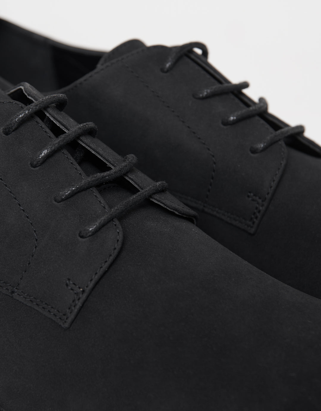 Black Faux Suede Derby Shoes