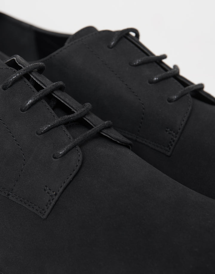 Black Faux Suede Derby Shoes
