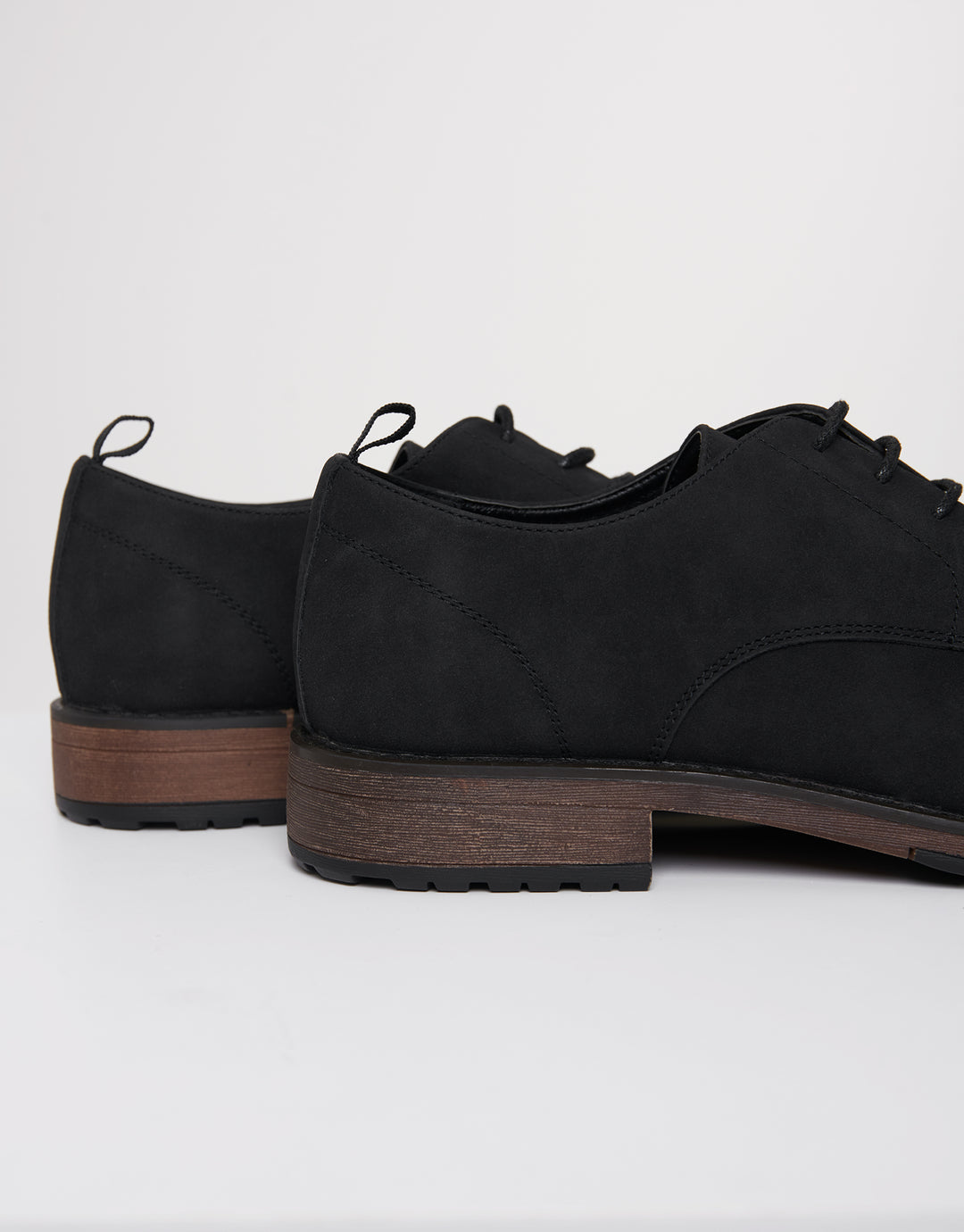 Black Faux Suede Derby Shoes