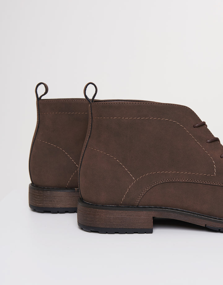 Brown Faux Suede Chukka Boots