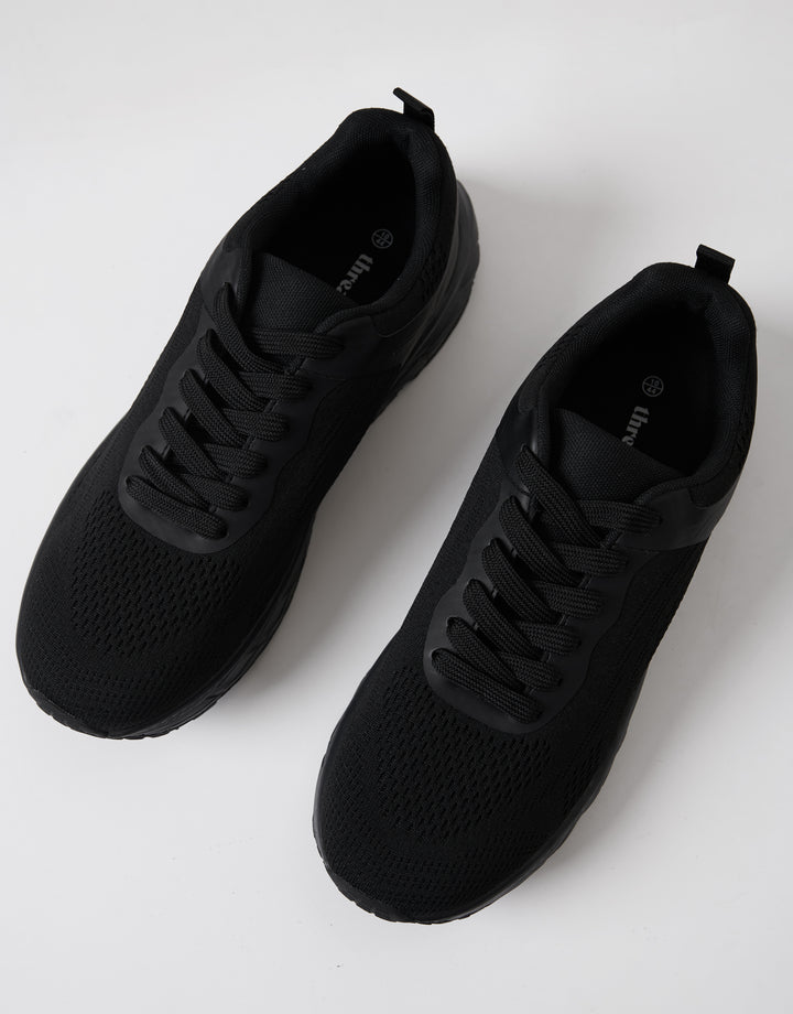Black Textured Slip On Trainers