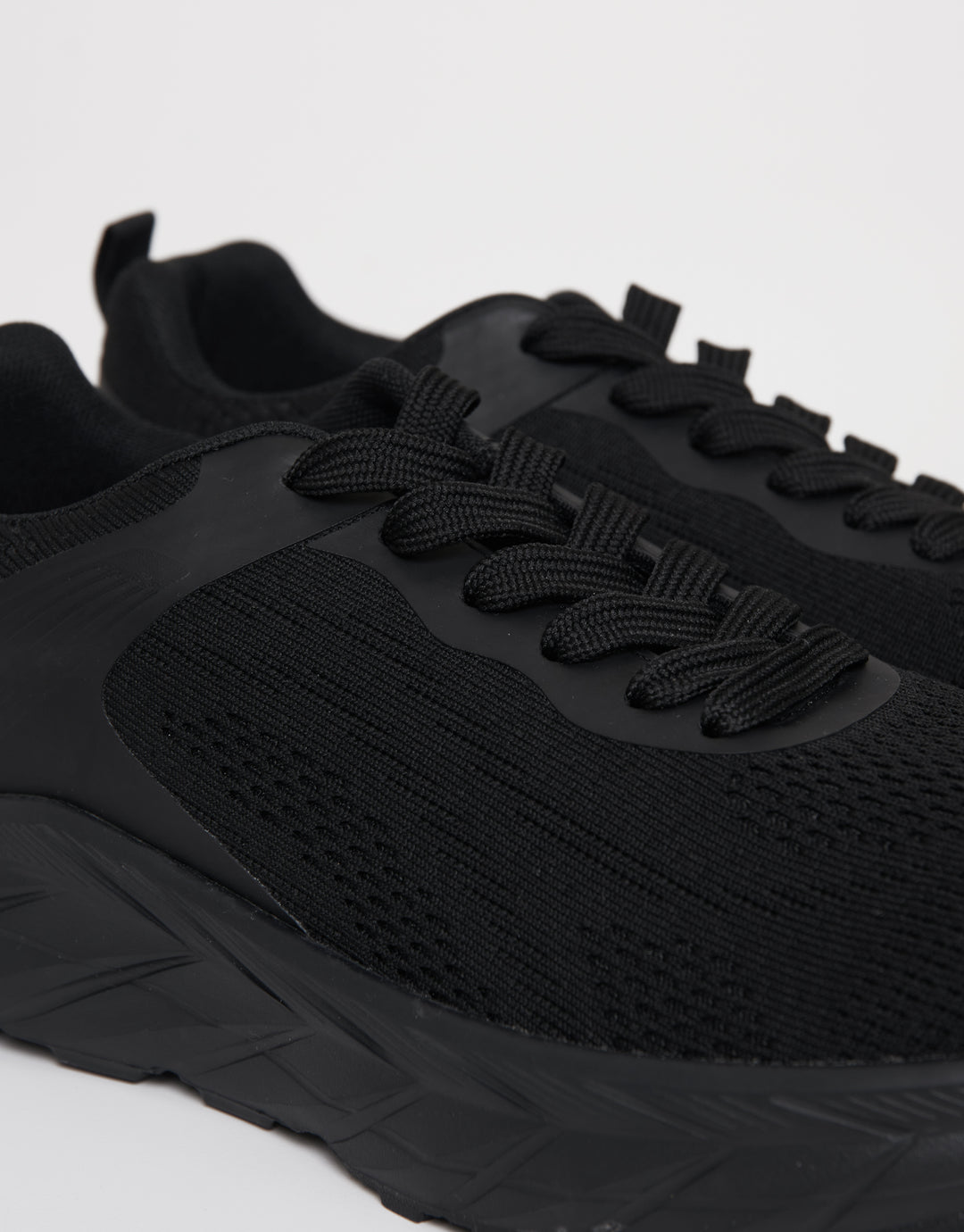 Black Textured Slip On Trainers