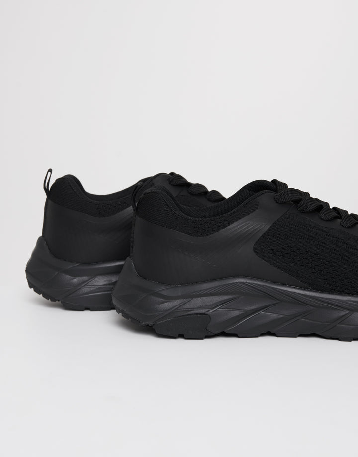 Black Textured Slip On Trainers