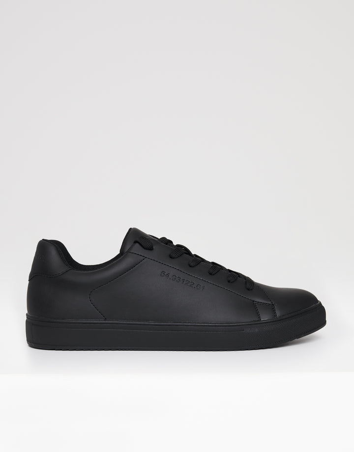 Black PU Court Trainers