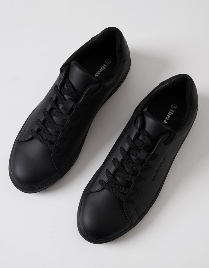 Black PU Court Trainers