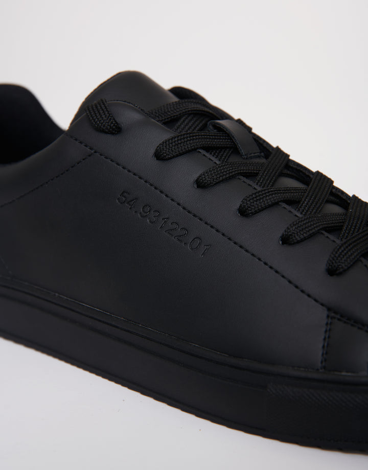 Black PU Court Trainers