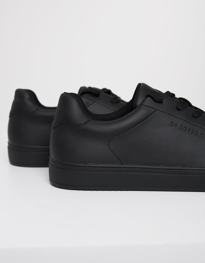 Black PU Court Trainers