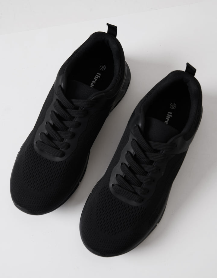 Black Textured Slip On Trainers