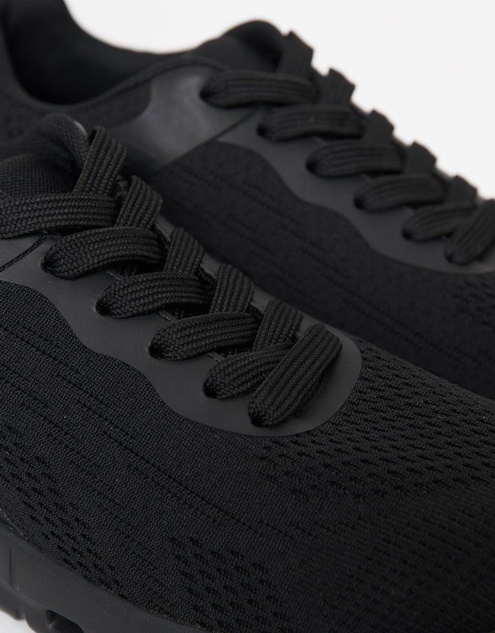 Black Textured Slip On Trainers