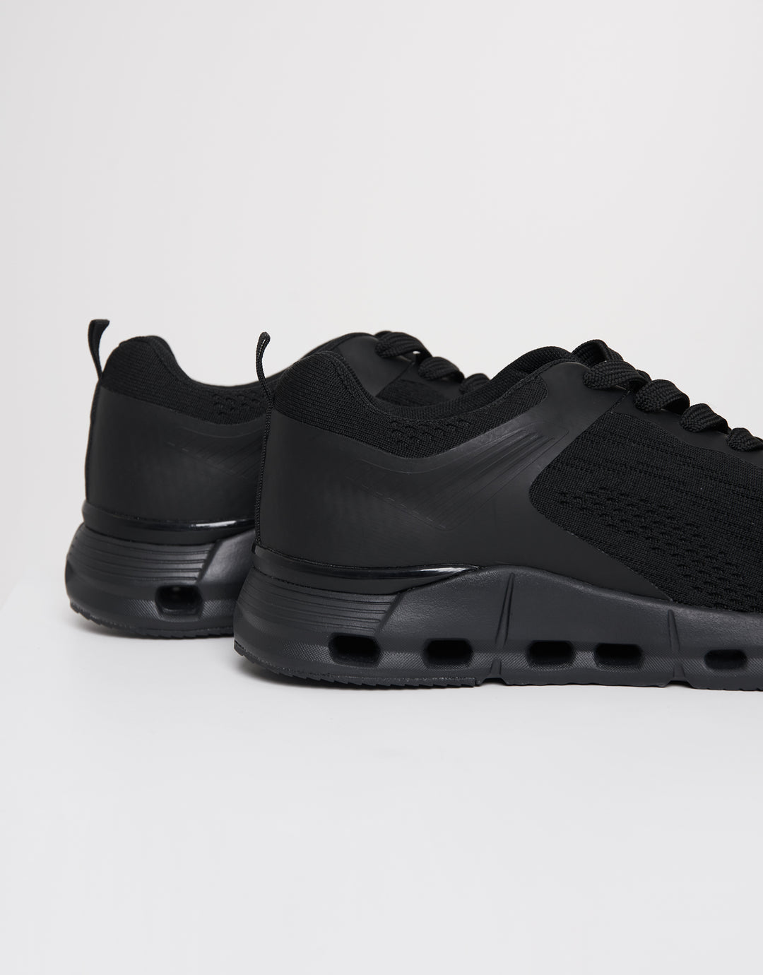 Black Textured Slip On Trainers