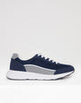 Navy Retro Mixed Material Trainers