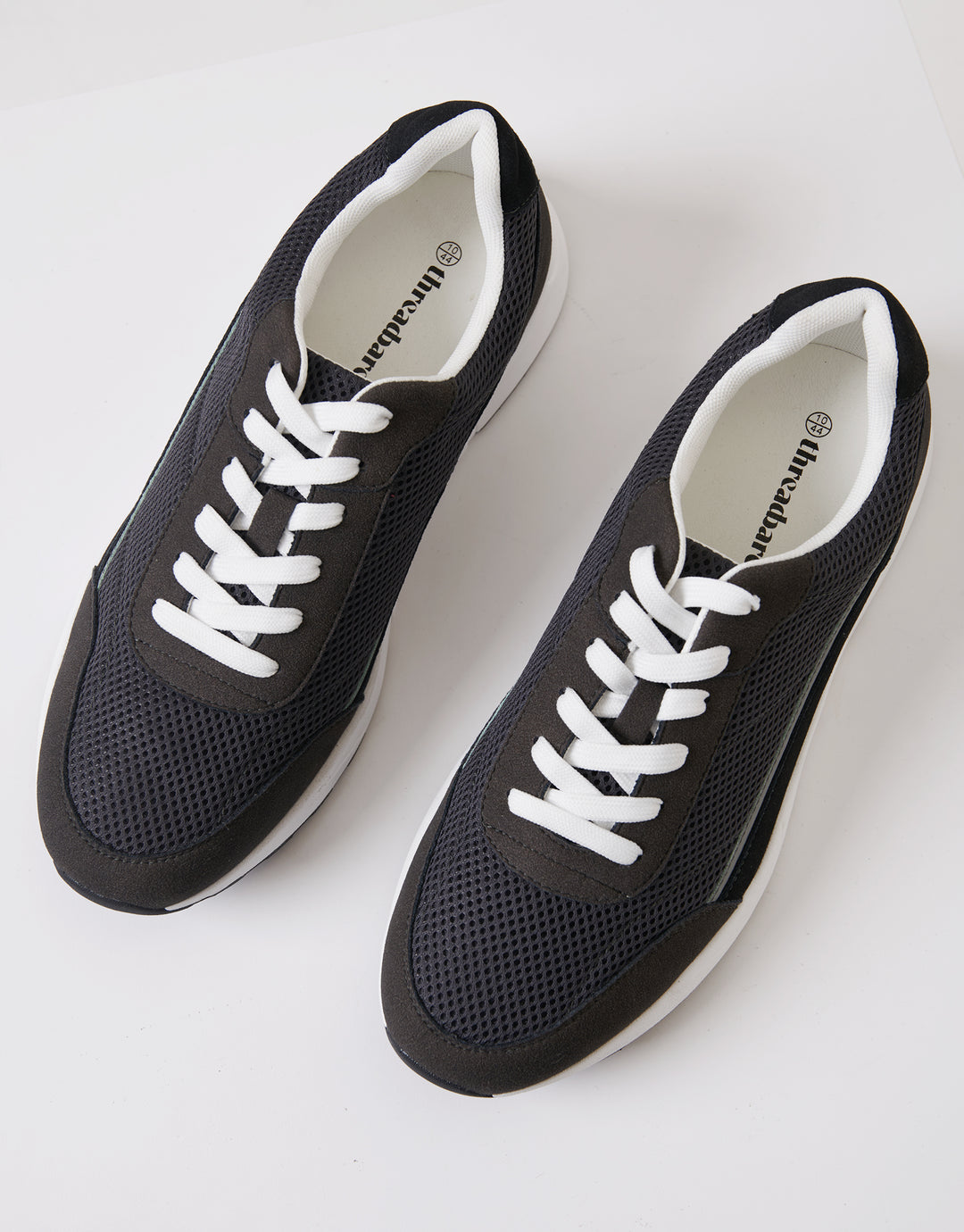 Grey Retro Mixed Material Trainers