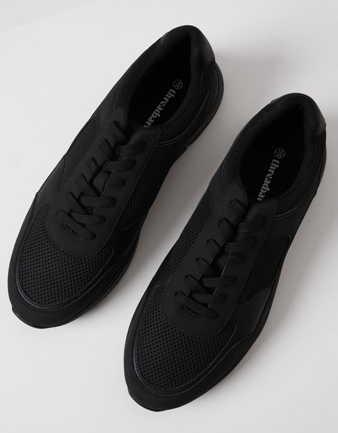 Black Mixed Material Trainers