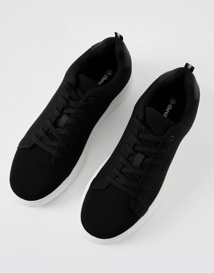 Black Textured Trainers