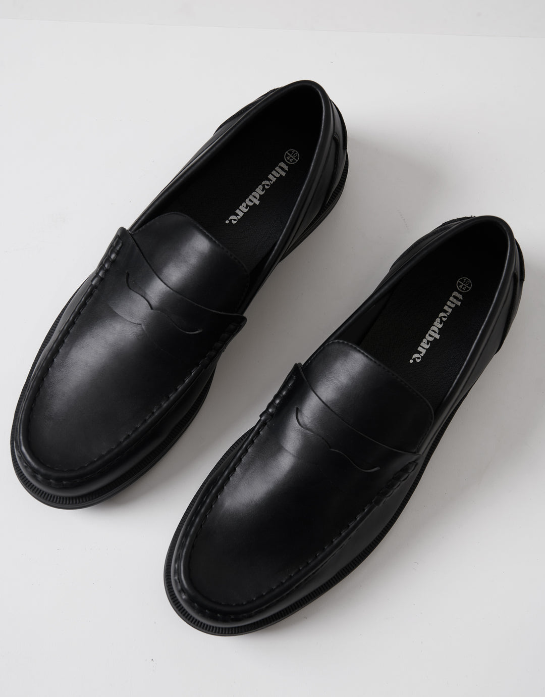 Black Faux Leather Penny Loafers